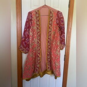 1pc Pakistani Indian cape jacket Pink with patchwork and kaam